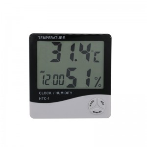Home Office Auto Temperatur Luftfeuchtigkeit Meter Zeitanzeige und eingebaute Uhr mit großen LCD-Display Thermometer Hygrometer