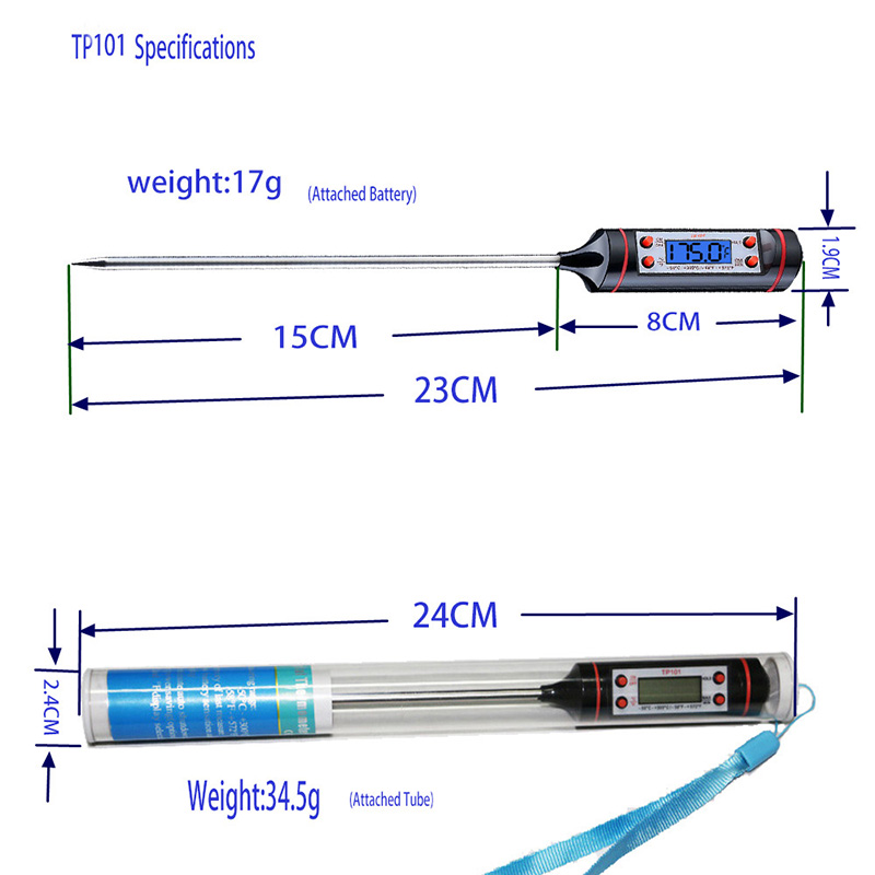 Familien-elektronisches Edelstahlblech-blaues Backlight BBQ-Thermometer für das Kochen