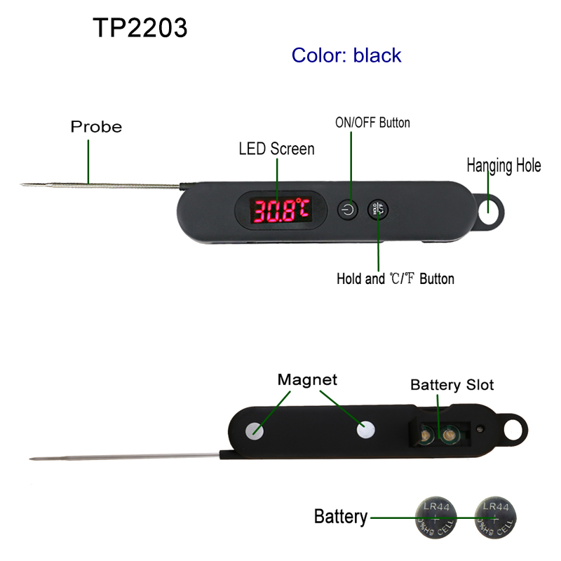 Einfaches verwendetes Nahrungsmittelthermometer-Fleisch-Thermometer mit starkem Magneten für GRILLEN-Partei usw.