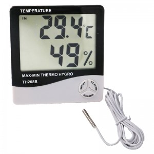 Hohe Präzision Fabrik Preis Sound-Licht Alarm LCD Thermo Hygrometer mit externen Sensor