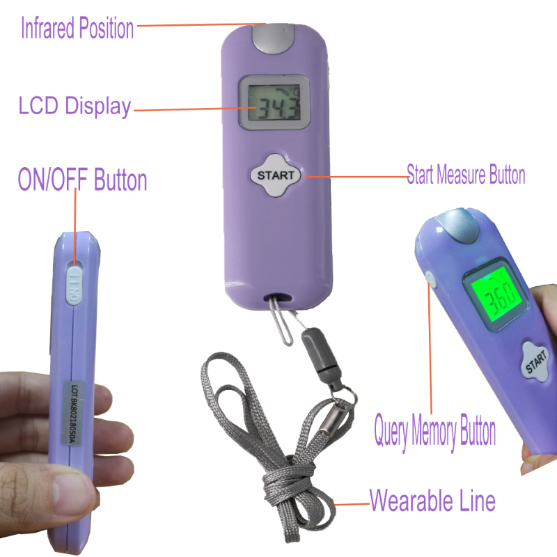 3-farbiges Backlight Kontaktloses Infrarot-Thermometer mit Temperaturalarmen
