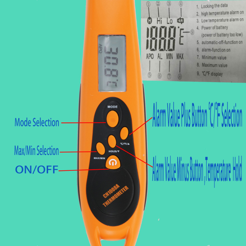 Digitale Küche Mikrowelle Instant Read Fleisch-Thermometer mit Edelstahl-Sonde